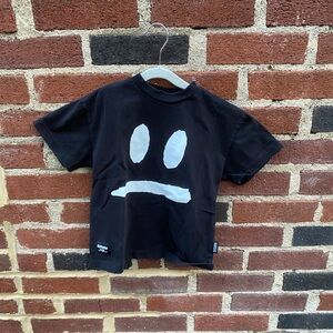 Black Kids Shirt with White Face Print